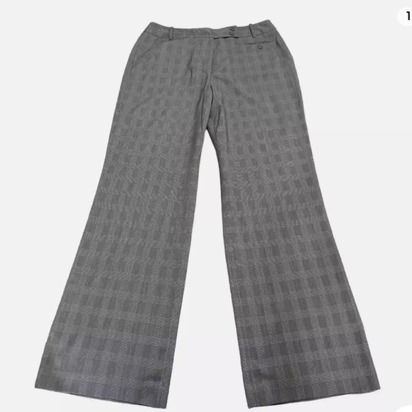 Larry Levine Stretch Glen Plaid Wide Leg Trousers - Picture 3 of 7